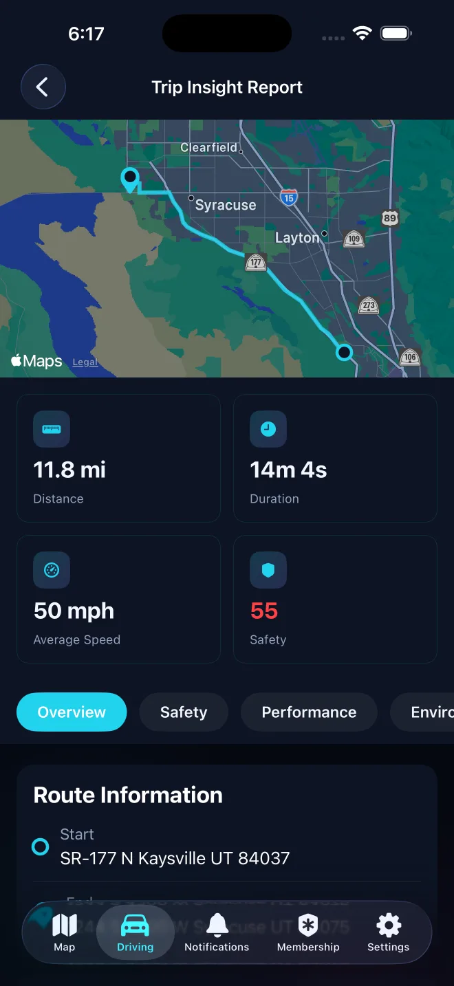 Trip Insight Report - Circle365 App Screenshot